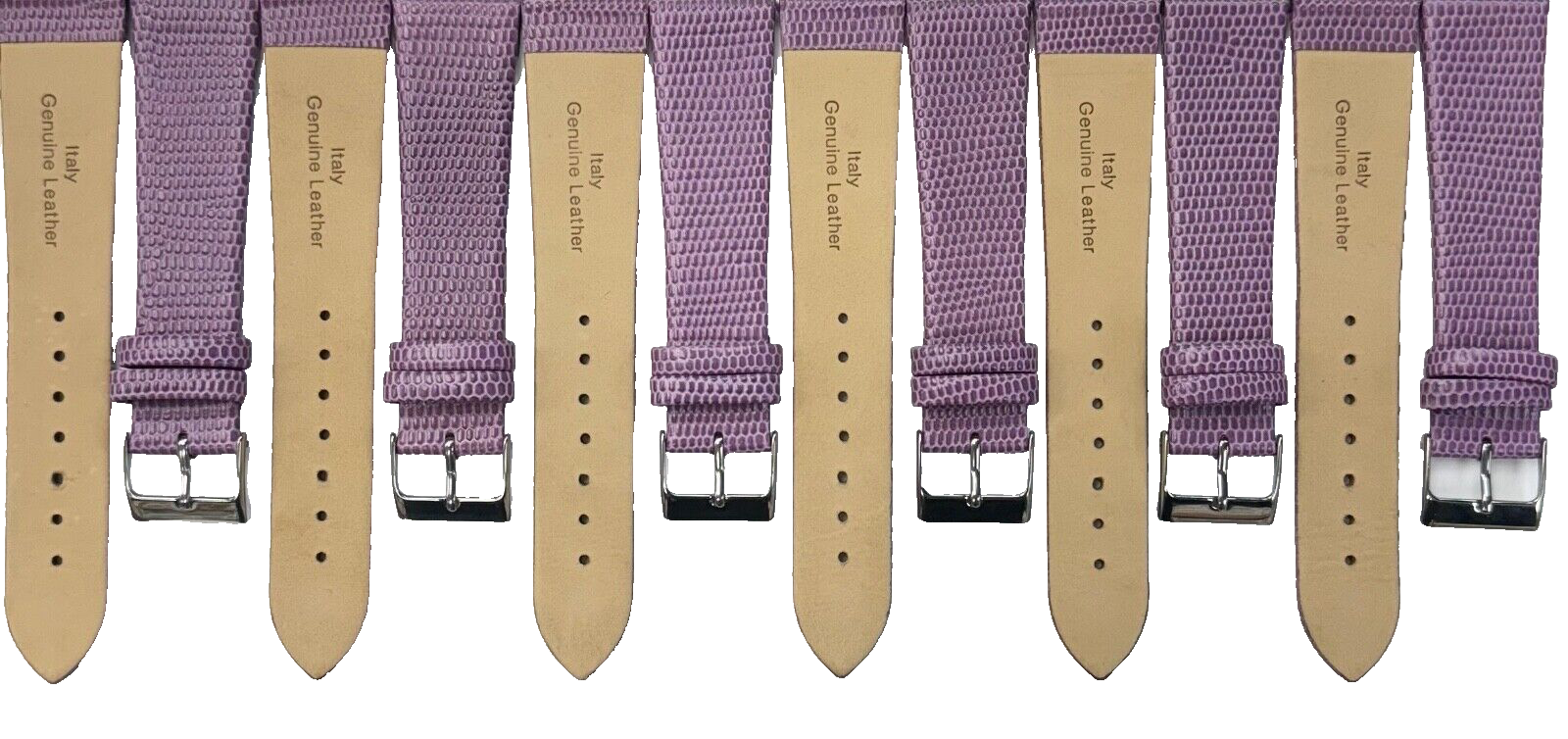 (A1)Watch Band Genuine Leather Purple Lizard Grain Flat 22x18 mm, Lot of 6 bands