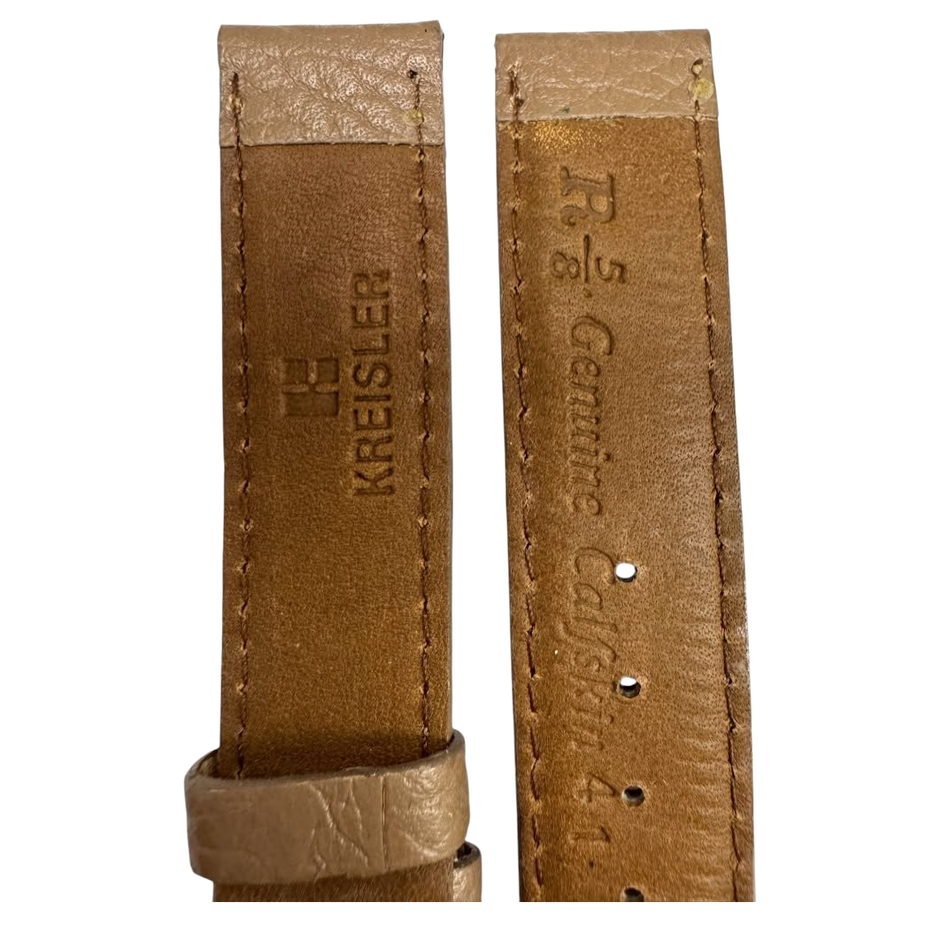 KREISLER Genuine Calfskin Brown Vintage Watch Band 16MM Gold-Tone Buckle