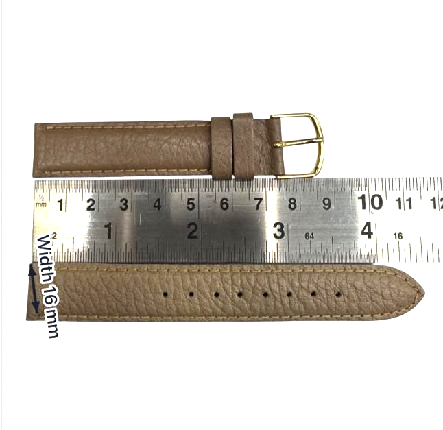KREISLER Genuine Calfskin Brown Vintage Watch Band 16MM Gold-Tone Buckle