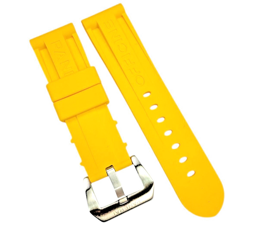 New Watch Band 24mm Rubber Strap BRIGHT  YELLOW Color for PANERAI OFFICIAL