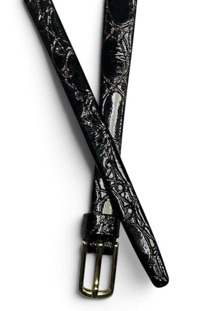 DARK BLACK HIRSCH  VINTAGE GENUINE CROCOGRAIN WATCH BAND  Gold Buckle 8 Mm