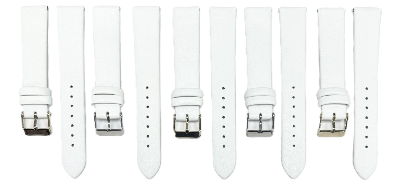 12-26mm Italian Genuine Leather Plain Classic White Watch Band with No Stitching