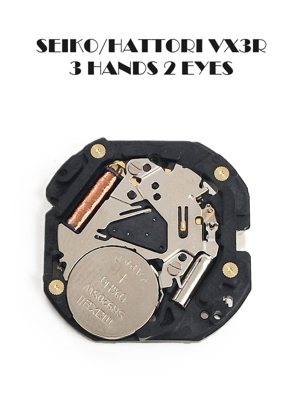 Seiko / Hattory Quartz Movement  VX3R 3HANDS 2 Eyes Height 3.05MM