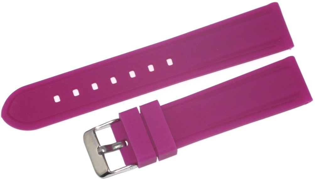 26 MM Purple color Silicone watch band silver buckle with free spring bars