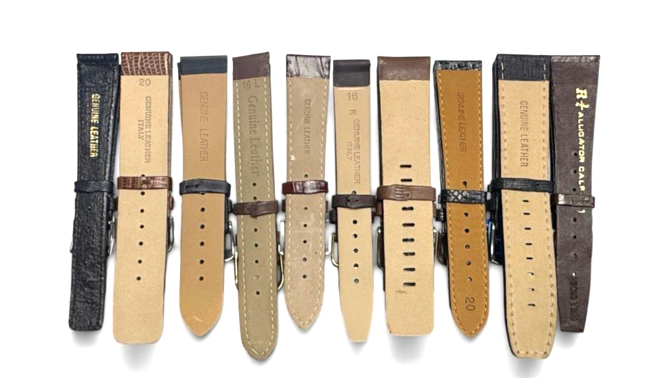 LIMITED LOT OF 10 WATCH LEATHER BANDS MIX SIZE STYLE AND COLORS 16-20mm