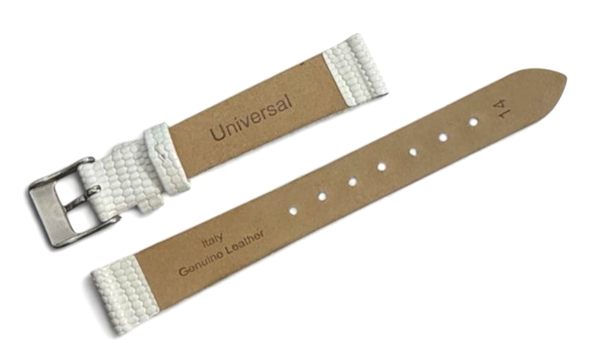 (set of 3) Watch Band Genuine Leather White Lizard Grain Flat 14,12MM