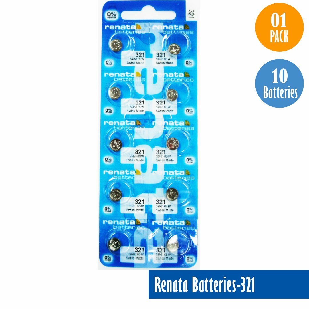 Renata 321 Watch Cell Batteries SR616SW, SWISS MADE, 0% MERCURY (Pack 10)
