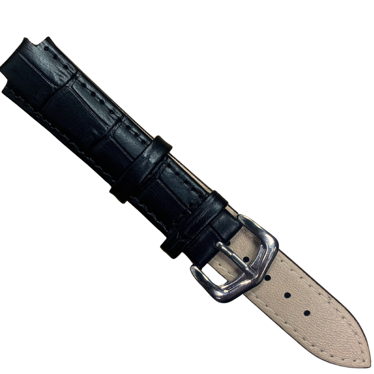 20mm Black Genuine leather Band Strap Crocodile-Style w/ Buckle
