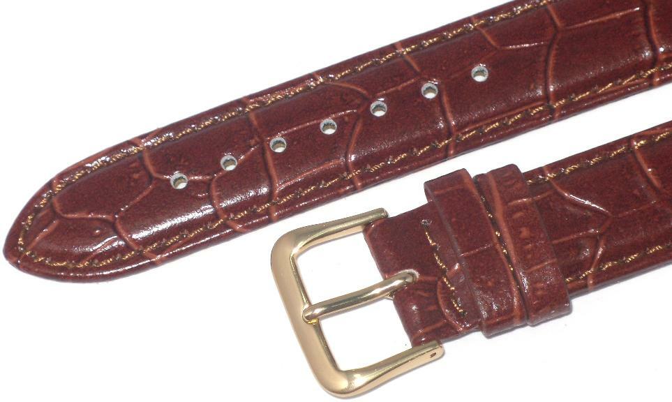 Watch Band Genuine Leather Brown Alligator Grain,Padded,8mm (A1 Quality)