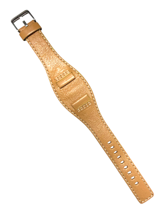 18mm Genuine Leather Watch Band Beige for Fossil & Guess Watches
