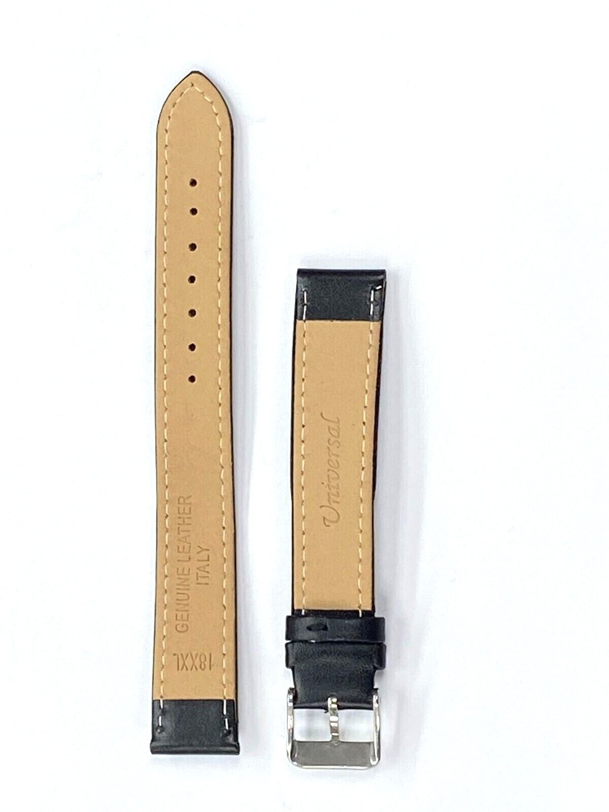 LOT OF 6 Watch Band Flat Leather Plain Black 10,12,14,16,18,20,22,24mm XXL
