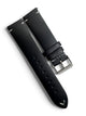STITCHED GENUINE LEATHER UNIVERSAL WATCH BAND 24mm BLACK COLOR