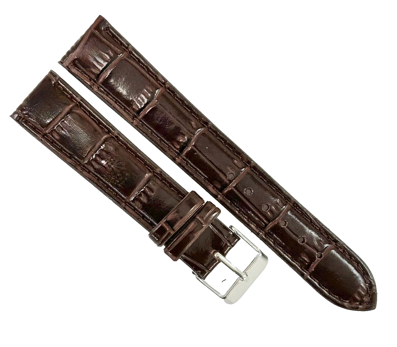 Watch Band D.Brown Genuine Leather Alligator Grains  Padded 18 MM  Best Quality
