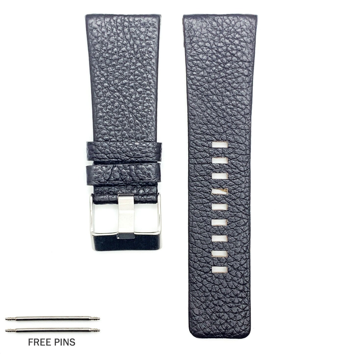 22 to 34 MM Genuine Leather Watch Band fits Diesel Watches Black and Brown Strap