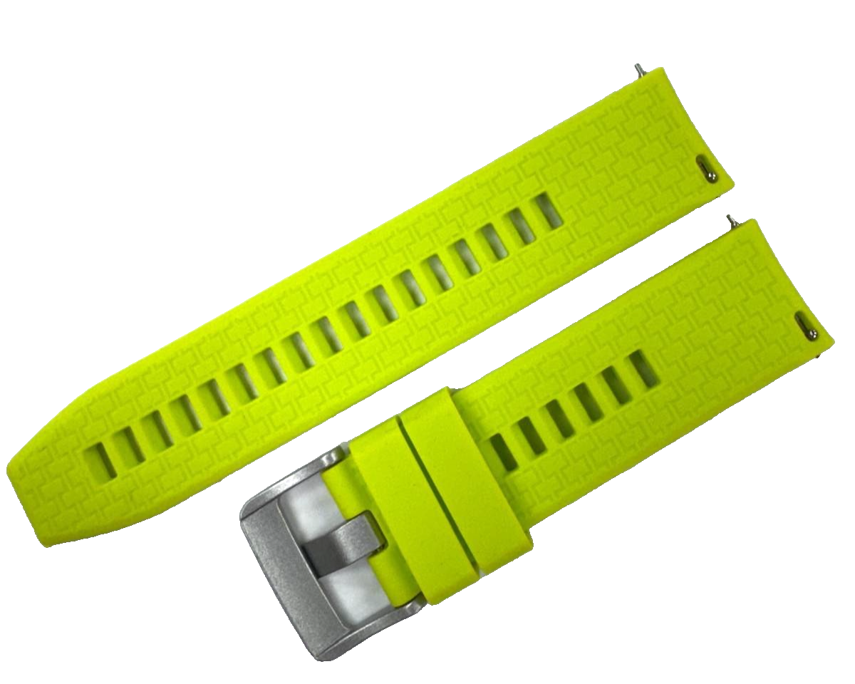 22 MM Rubber Silicone Sports Watch Band Quick Release Pin Neon Green Color
