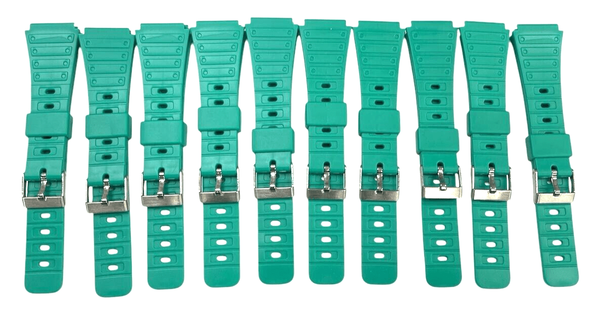 Lot Of 10, 20MM PVC Plastic green Watch Band Replacement for CASIO & Others - Universal Jewelers & Watch Tools Inc.