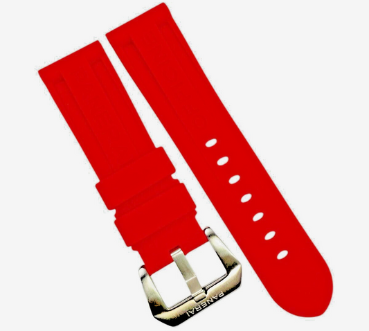 New Watch Band 24mm Rubber Strap BRIGHT RED Color for PANERAI OFFICIAL