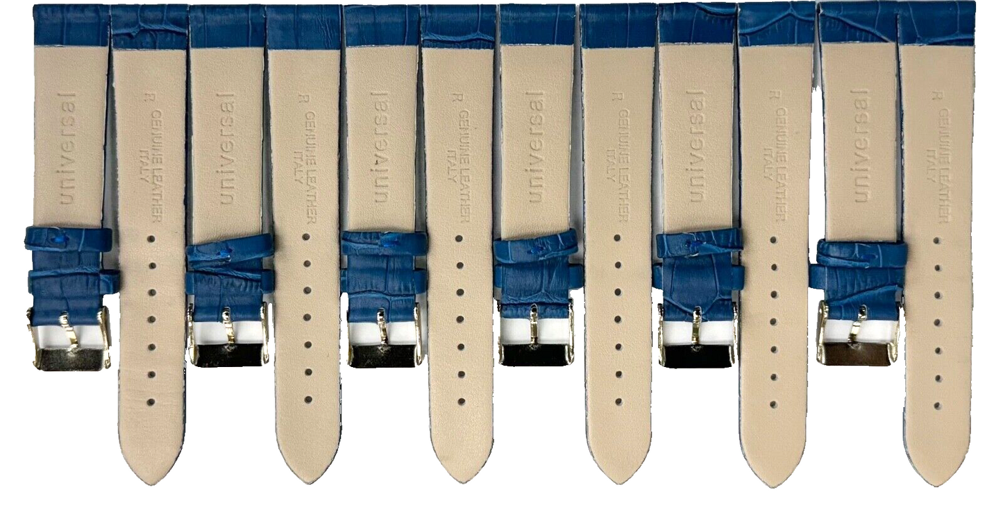 Watch Band Blue Genuine Leather Alligator Grain XL, Flat 20x18MM (lot of 6)