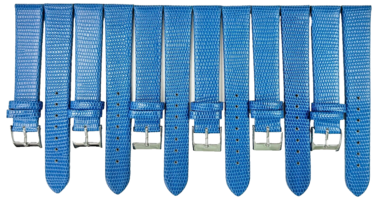 Watch Band Genuine Leather BLUE  Lizard Grain Flat 20MM (Lot of 6 bands)