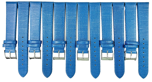 Watch Band Genuine Leather BLUE  Lizard Grain Flat 20MM (Lot of 6 bands)