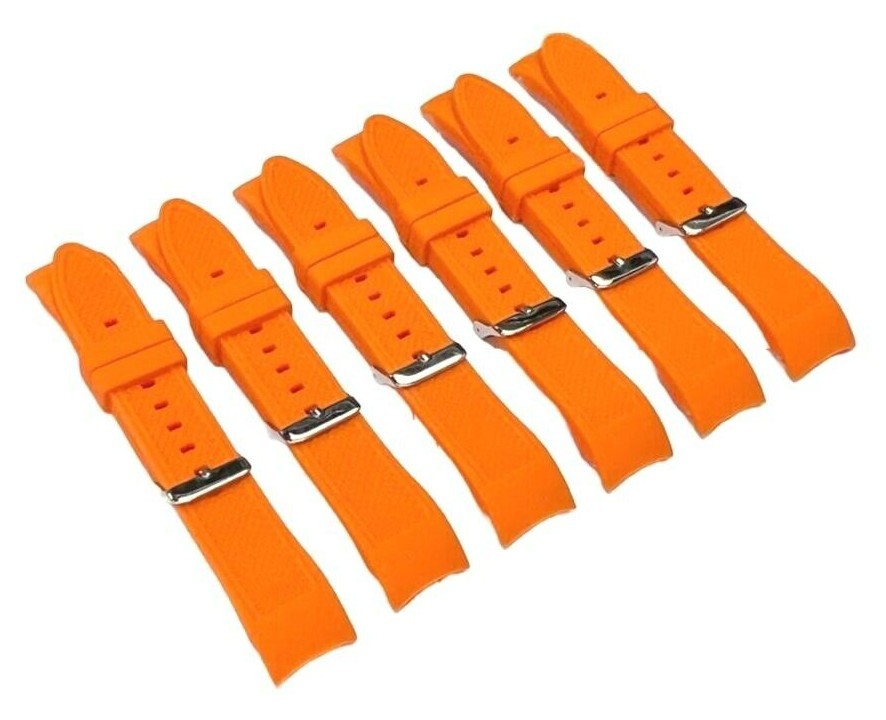 CURVED END DIAMOND TEXTURED SOFT RUBBER SILICONE SPORT WATCH BAND 22MM
