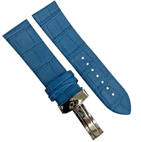 16/18/20/22/24MM BLUE WATCH BAND Alligator Grain Deployment Clasp