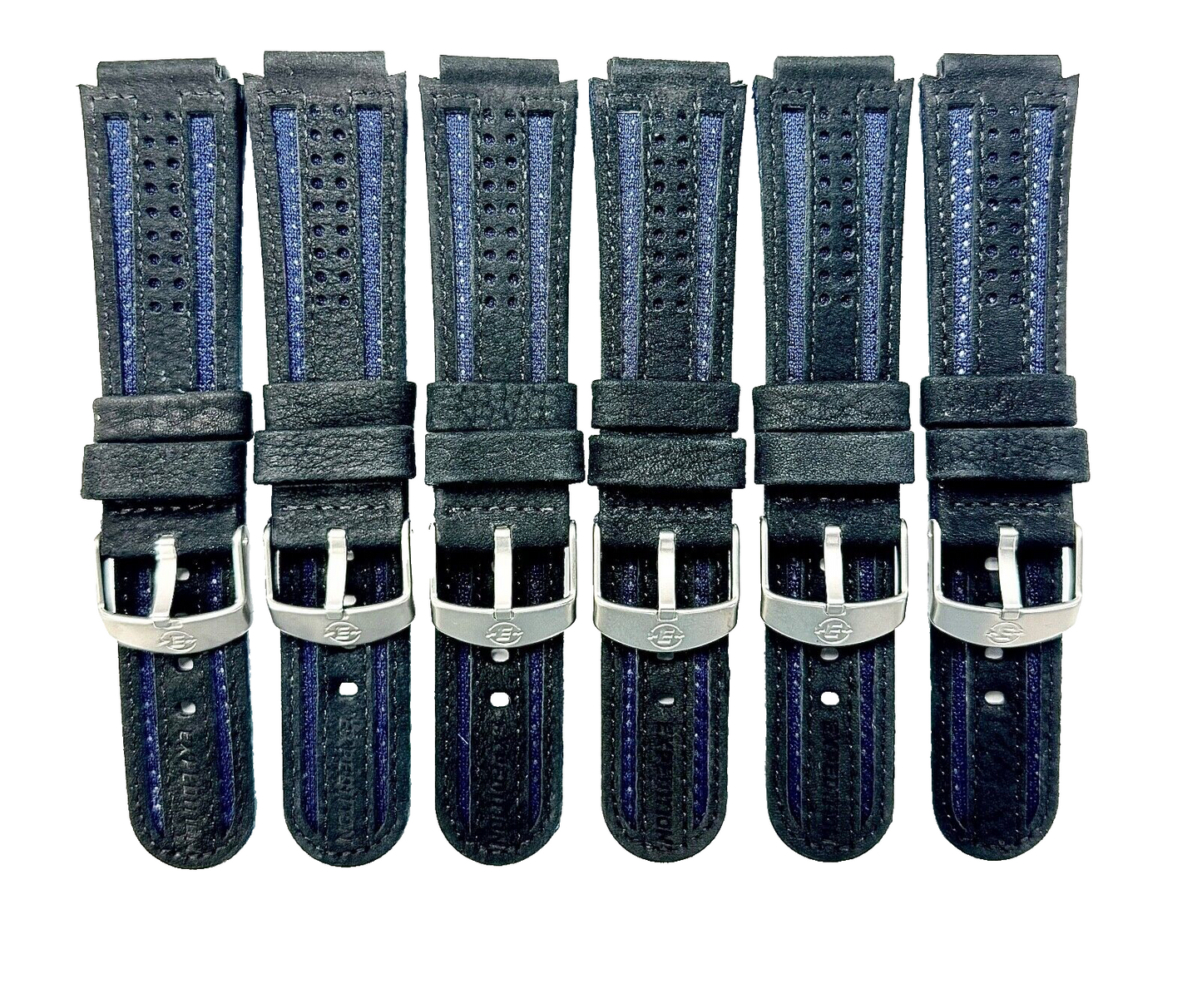 18x20mm new fabric watch band blue+black color straight, soft (Lot of 6 bands)