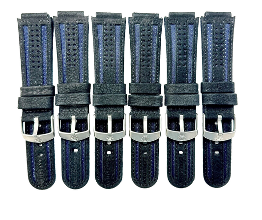 18x20mm new fabric watch band blue+black color straight, soft (Lot of 6 bands)