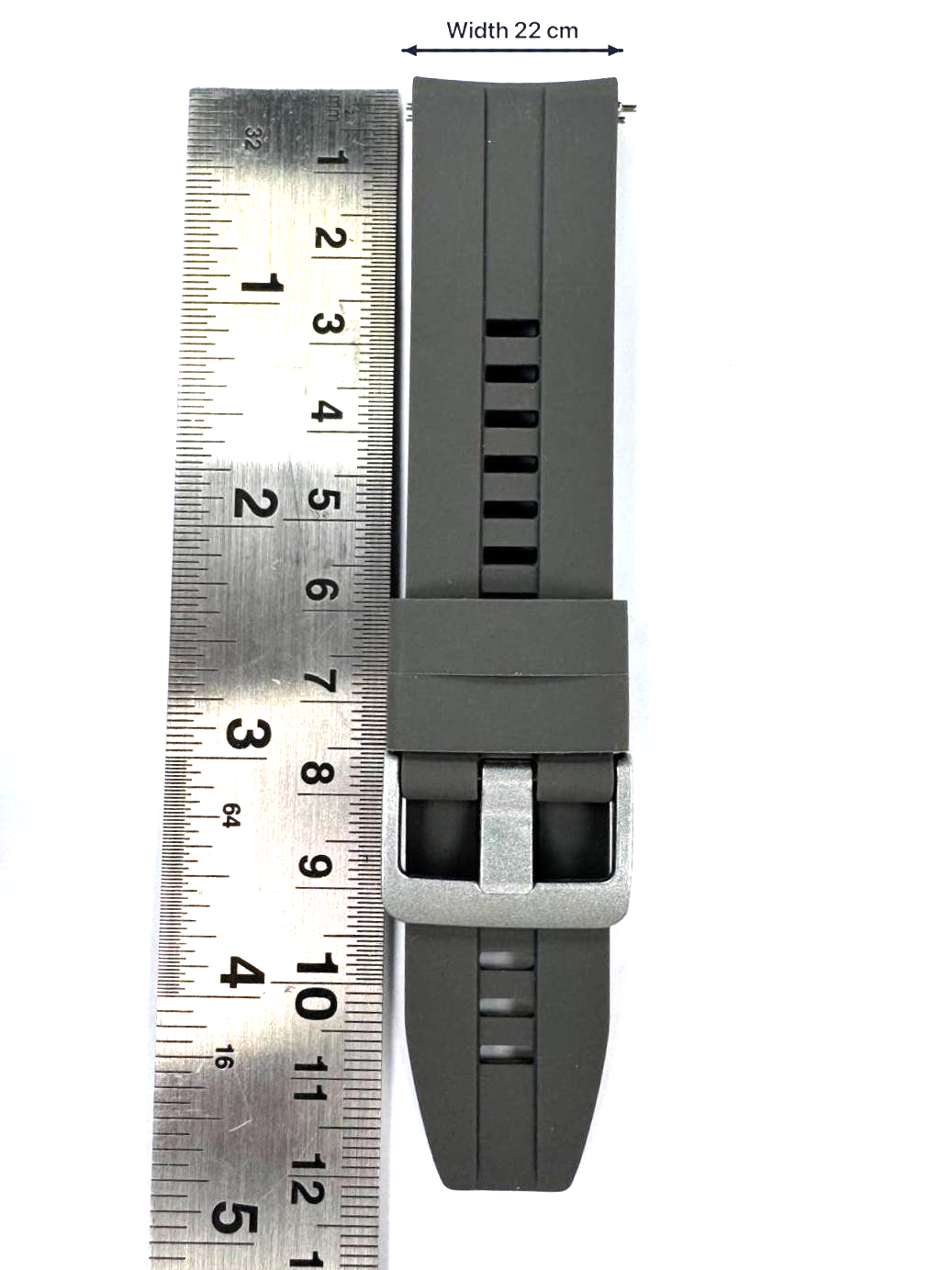 22 MM Rubber Silicone Sports Watch Band Quick Release Pin Gray Color