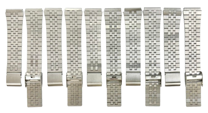 18MM, Box-Link Designed 2-Piece, Silver Color Metal Band, Lot of 5 bands