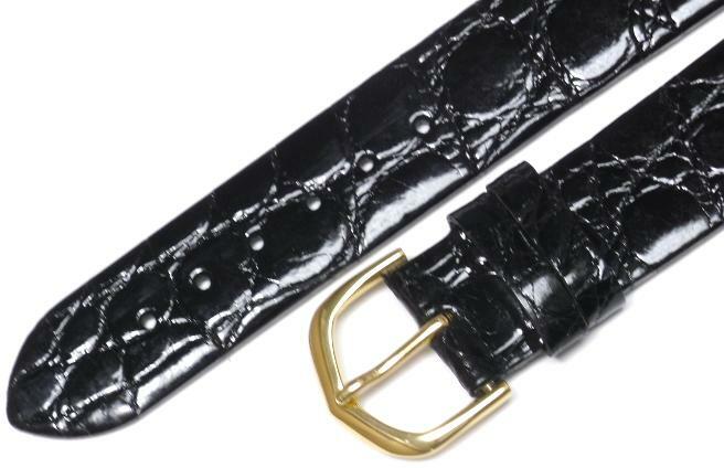 Watch Band  Black Real Crocodile Skin  20MM Regular Length,Flat