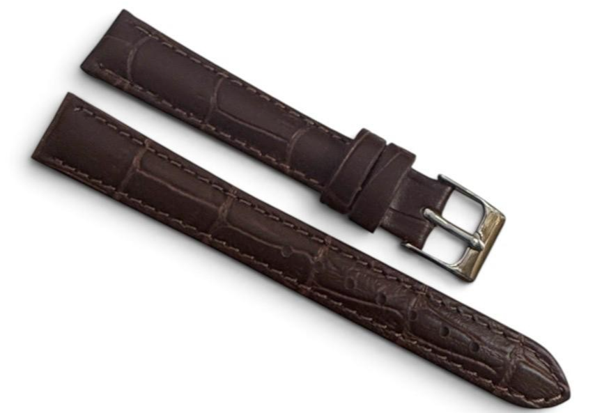 (set of 3) 14 MM D.Brown Watch Alligator Genuine Leather Strap Band