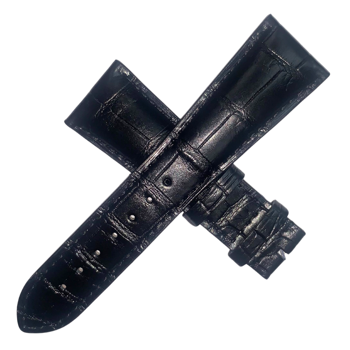 Genuine Alligator Leather Black Watch Band Strap – Multiple Sizes | 24mm   12mm