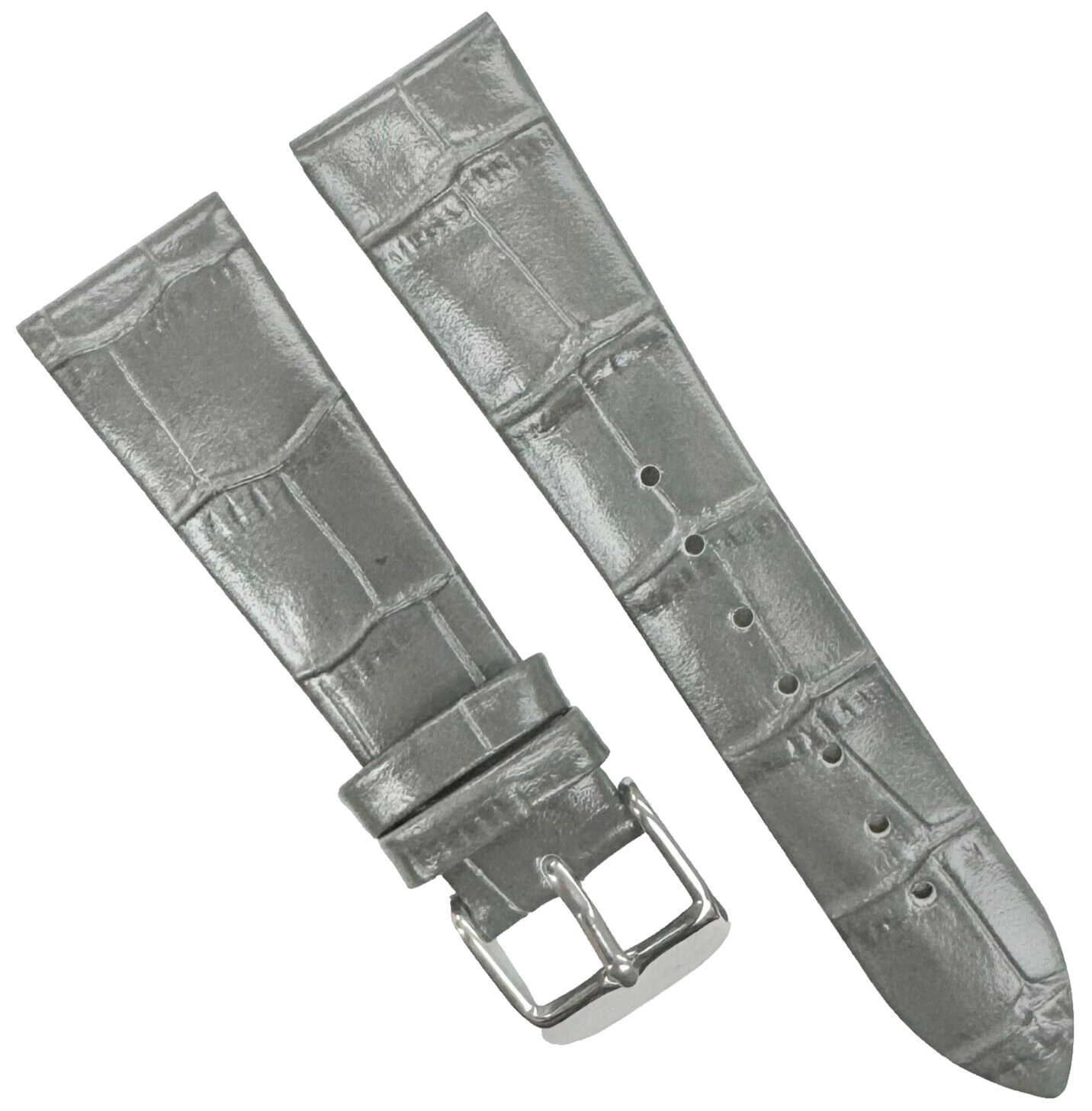 New Watch Band D. Gray Genuine Leather Alligator Grain (Flat, Short) 16 MM