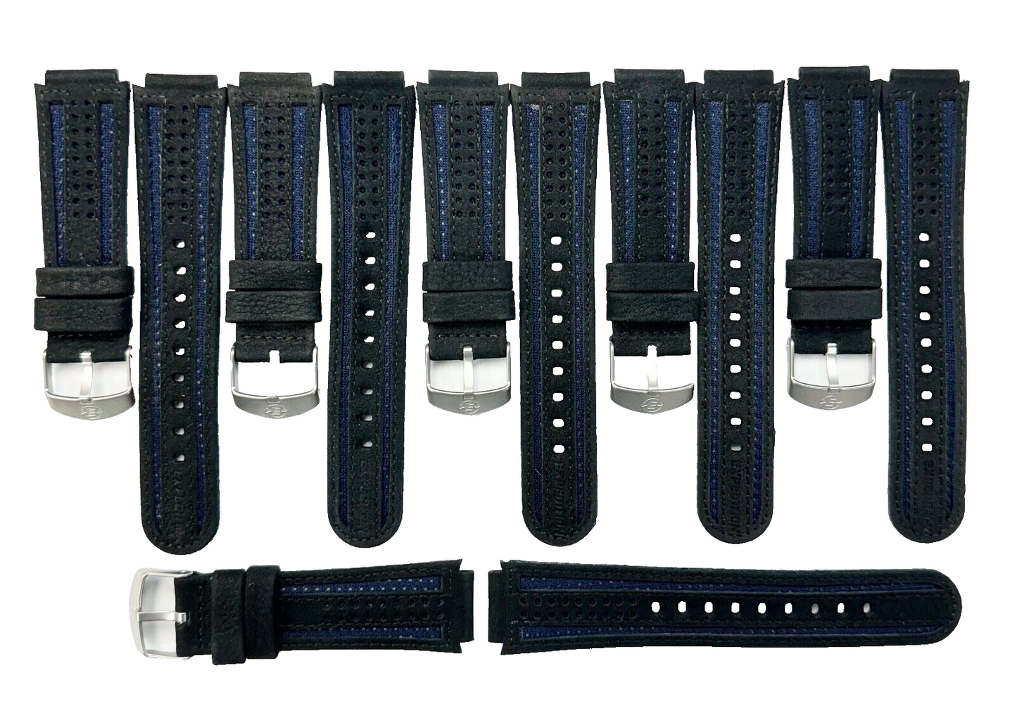 18x20mm new fabric watch band blue+black color straight, soft (Lot of 6 bands)