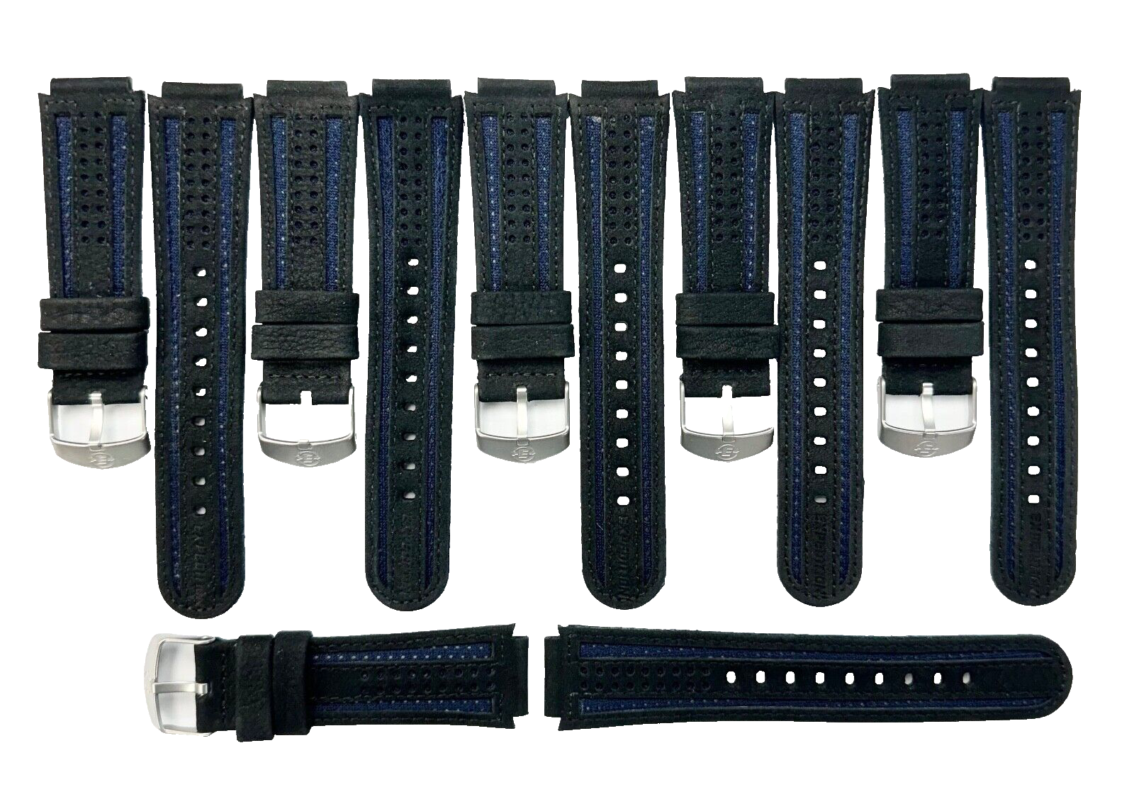 18x20mm new fabric watch band blue+black color straight, soft (Lot of 6 bands)