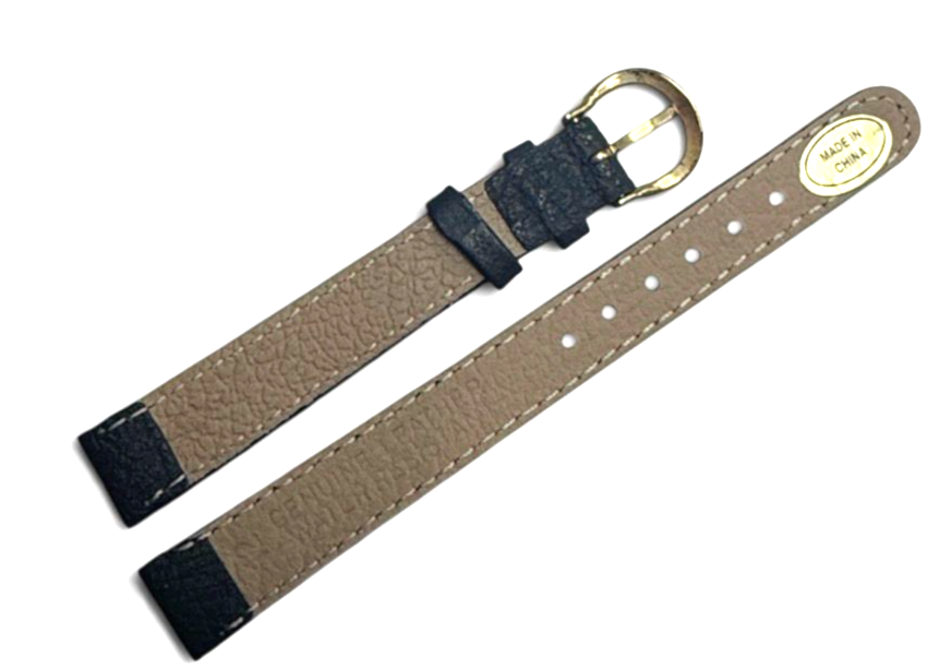 12mm Quality Genuine Leather Padded Dark Green Color Watch Band