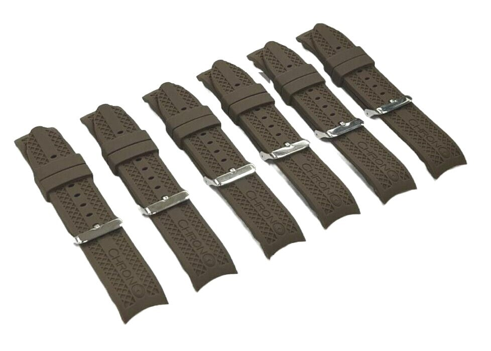 CURVED END RUGGED TEXTURED SOFT RUBBER SILICONE SPORT WATCH BAND 22MM