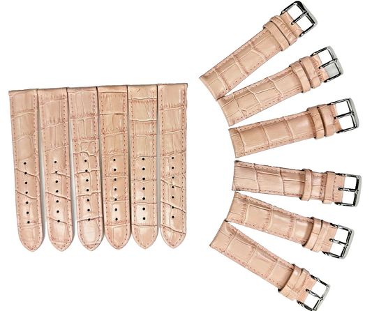 6 lots of 20 MM Pink Genuine Leather Alligator Grains Watch Band