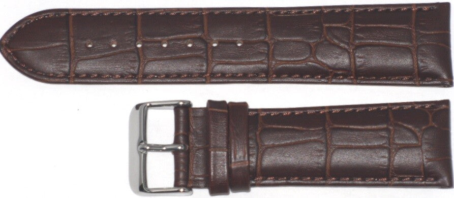 Watch Band D.Brown Genuine Leather  Alligator Grains Padded 26mm(Super Quality) 