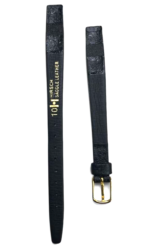 10mm LADIES BLACK GENUINE SADDLE LEATHER WATCH BAND -OPEN END