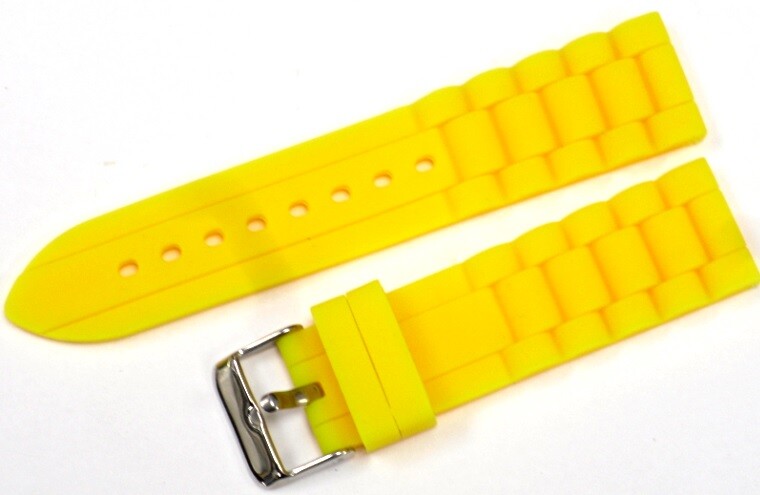 Watch Band Silicone Yellow 24MM (Heavy)Sports  and Women Big Watches