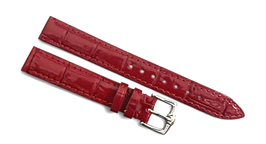 Watch Band Genuine Leather Red Alligator Grain,Padded,Stitched 13mm