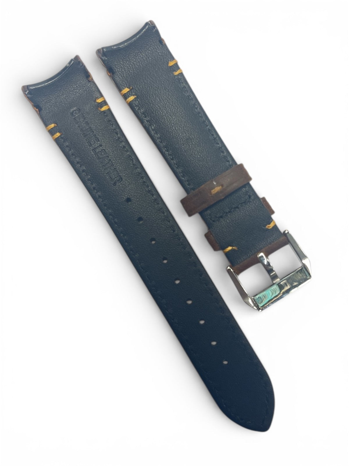 Genuine Calf Leather Brown Curved Watch Band Strap 22MM * 20MM
