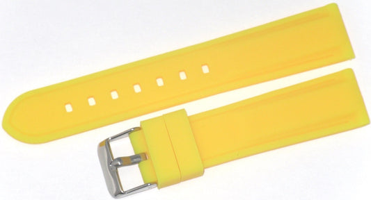 26 MM Yellow color Silicone watch band silver buckle with free spring bars