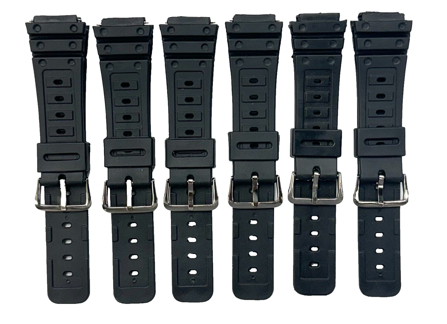 Lot Of 6, 18MM PVC Plastic Classic Black Watch Band fit Casio G-Shock