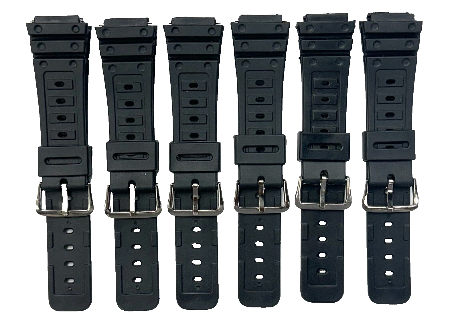 Lot Of 6, 18MM PVC Plastic Classic Black Watch Band fit Casio G-Shock