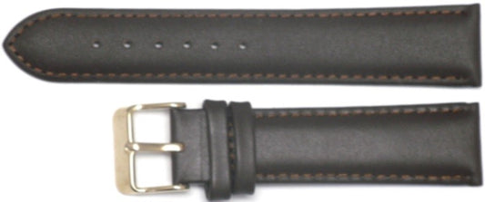 20 MM Plain Padded Dark Brown Leather Watch Band for Men and Women Watches