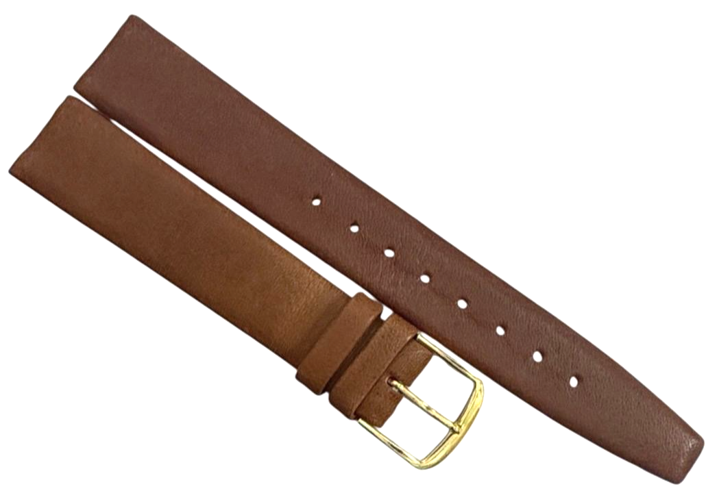 KREISLER Brown Watch Band Flat calf skin Leather Hong Kong 16mm