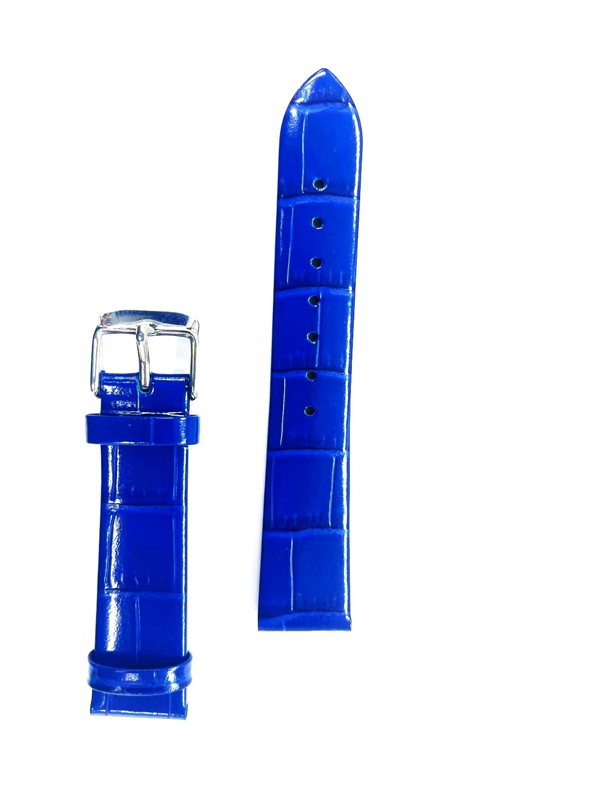 Watch Band Blue Genuine Leather Alligator Grain (Flat) 16 MM  for Men Watches